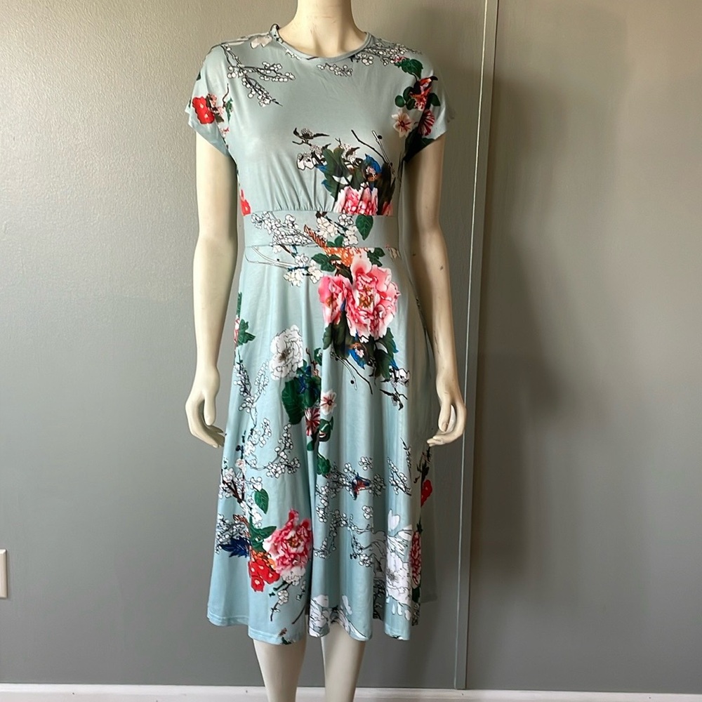 NWT, HOMEYEE, floral, midi dress, Size 8